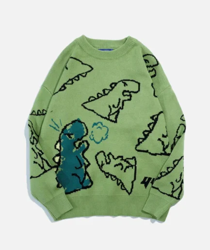 Aelfric Eden Dinosaur Cartoon Pattern Knit Sweater