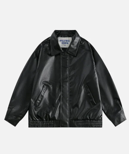 Aelfric Eden Solid Essential Faux Leather Jacket