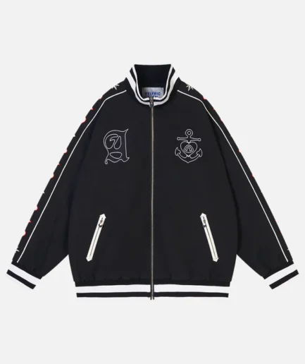 Aelfric Eden Embroidery Ship Anchor Bomber Jacket