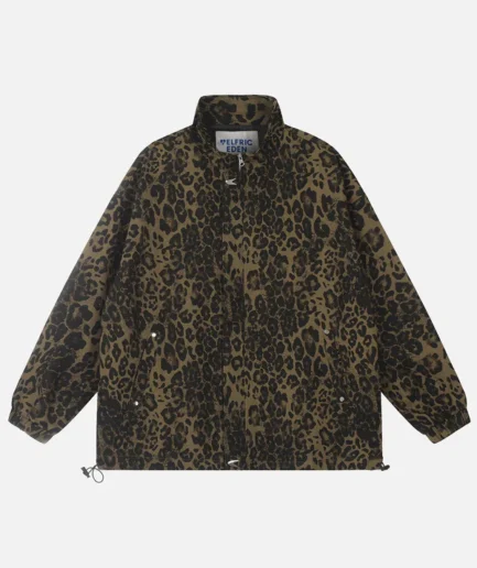 Aelfric Eden Leopard Print Stand Collar Jacket